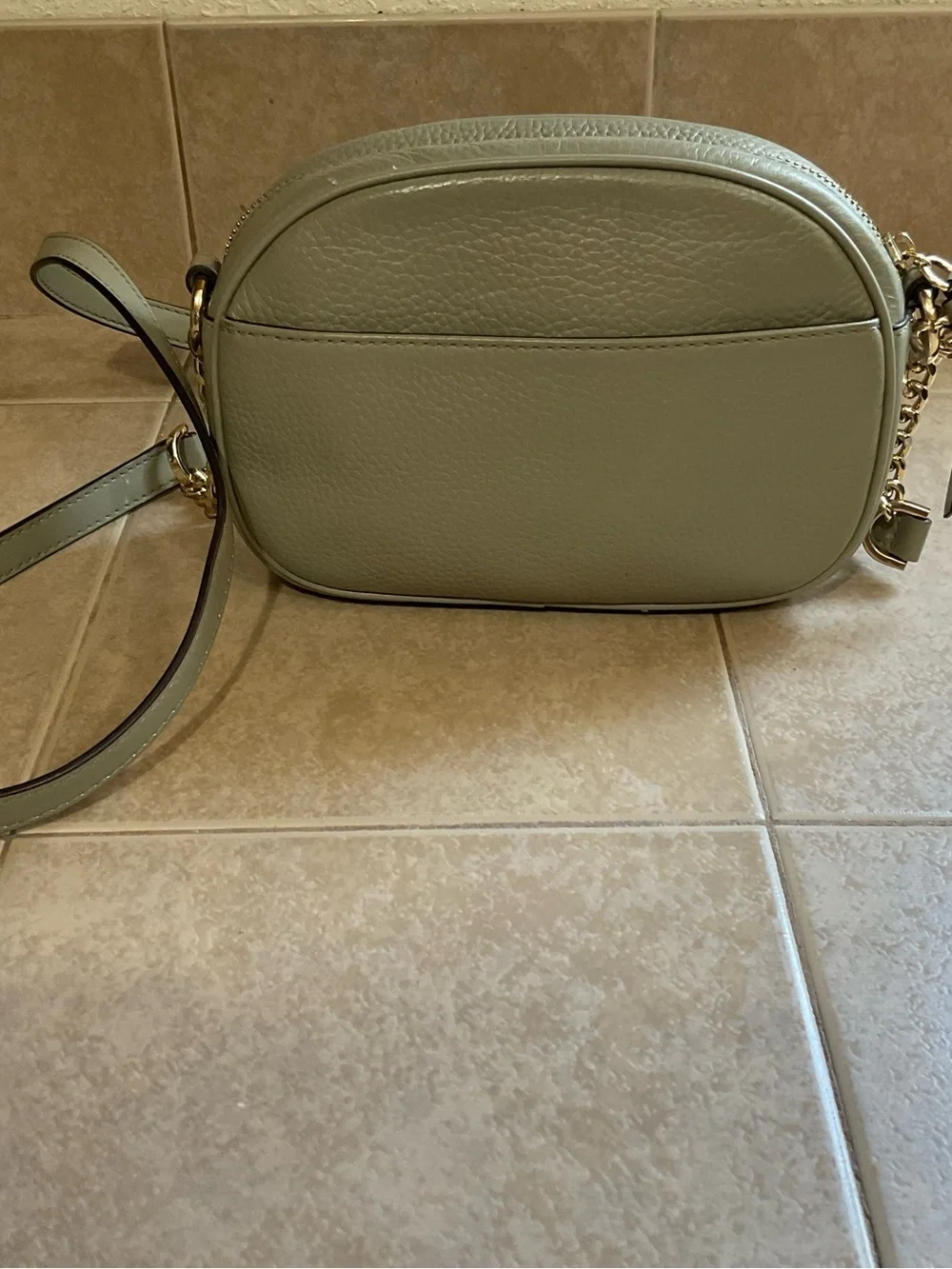 Michael Kors Olive Green Pebbled Leather Logo Crossbody